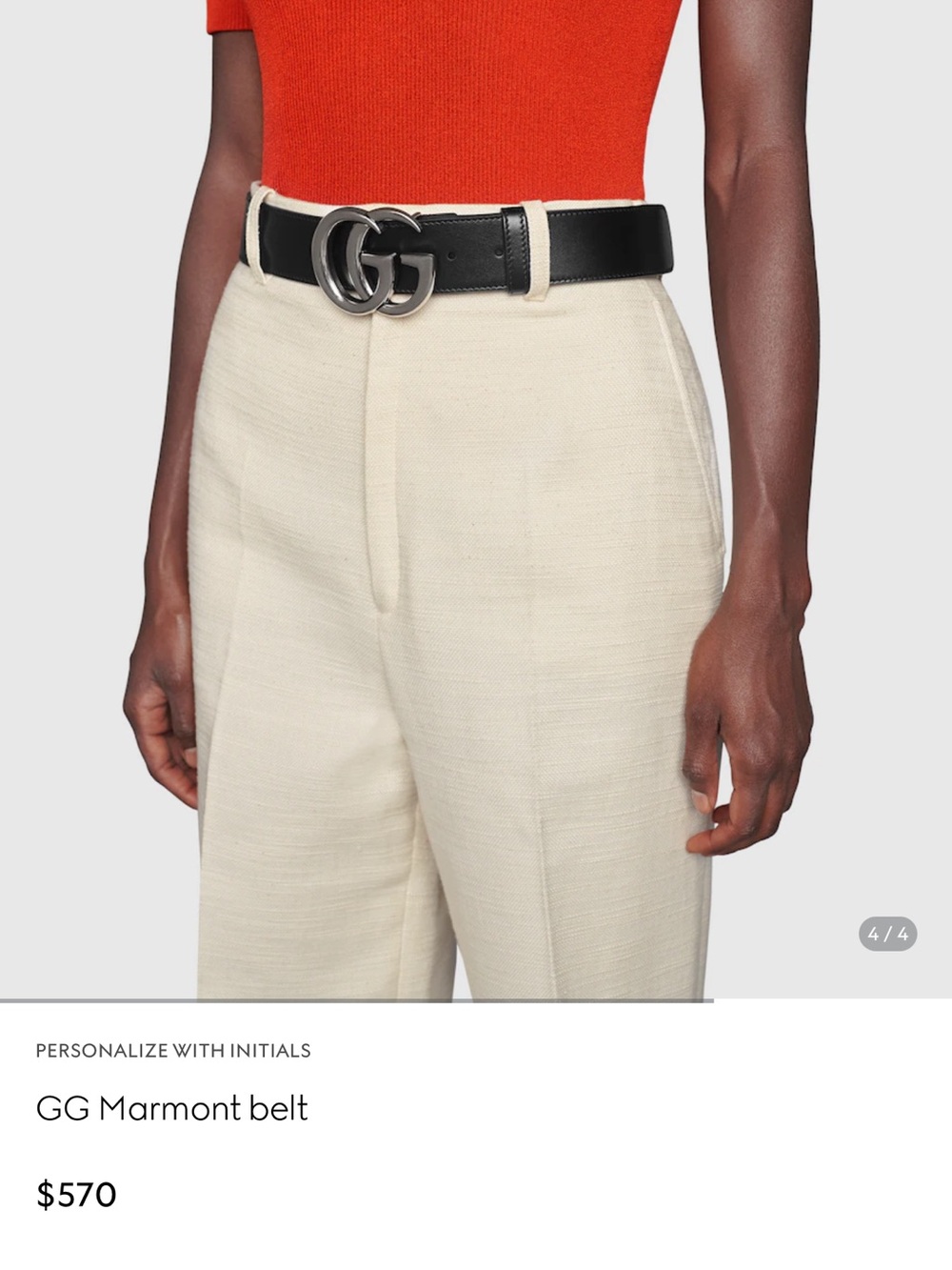 Gucci GG Marmont Wide Leather Belt - Black/Silver Sz Gucci 120